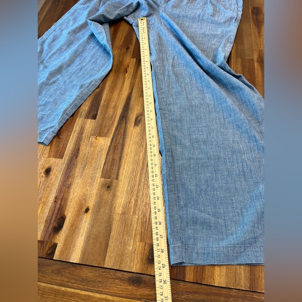 J. Crew Factory Chambray wide-leg drawstring pant Flowy loose cotton size 2 - Picture 9 of 13